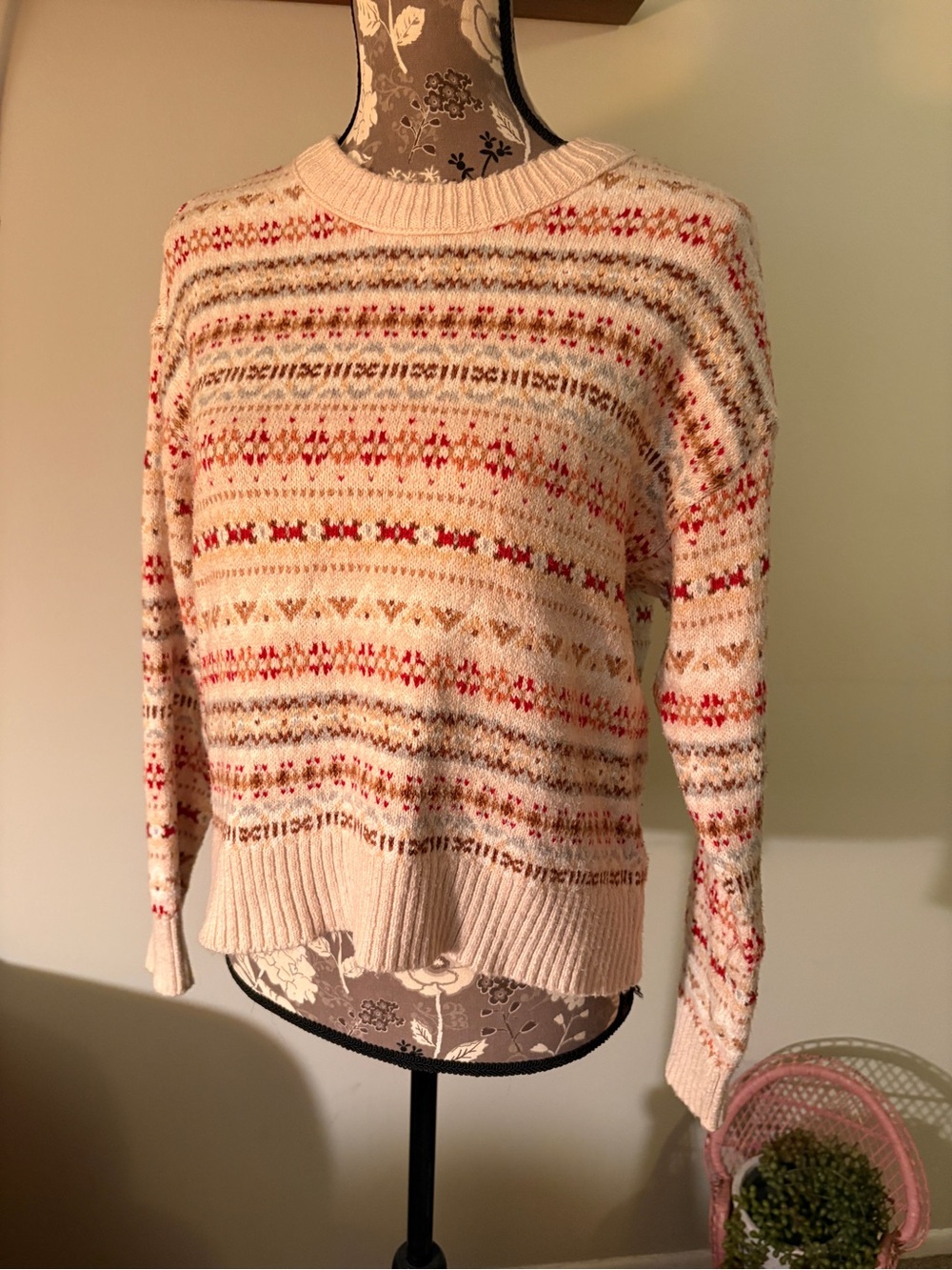 Cream Multi-Stripe Fair Isle Sweater